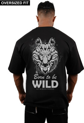 GYMBROTHERS Printed Men Round Neck Black T-Shirt
