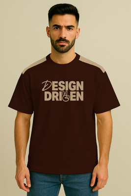 Culish Trend Printed Men Round Neck Brown T-Shirt