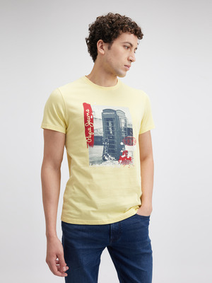 Pepe Jeans Graphic Print Men Round Neck Yellow T-Shirt