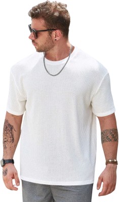 urvi fashion Solid Men Round Neck White T-Shirt