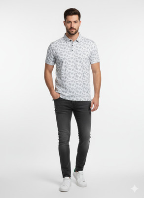 GLORI STAR Printed Men Polo Neck Multicolor T-Shirt