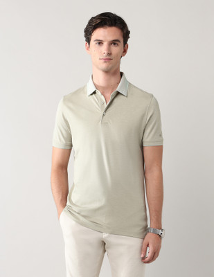 ARROW Self Design Men Polo Neck Green T-Shirt