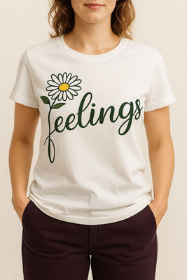 Aasha-Kriti Graphic Print Women Round Neck White T-Shirt