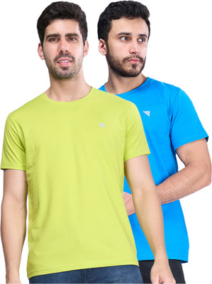 Unibro Solid Men Crew Neck Green, Blue T-Shirt