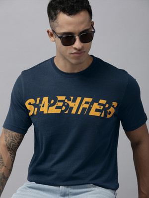 Roadster Typography Men Round Neck Blue T-Shirt