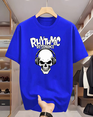 Manly Tees Printed Men Round Neck Blue T-Shirt
