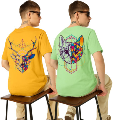 Kasendra Graphic Print Men Round Neck Multicolor T-Shirt