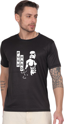 AltaModa Graphic Print Men Round Neck Black T-Shirt