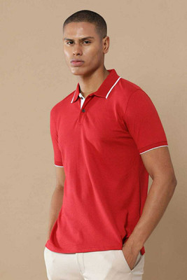 Republic Solid Men Polo Neck Red T-Shirt