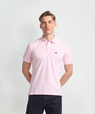 Arrow Sport Solid Men Polo Neck Pink T-Shirt