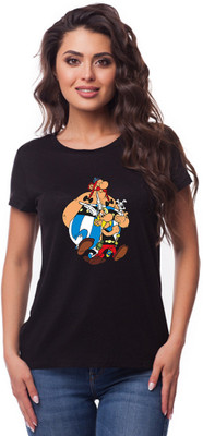 montae Graphic Print Women Round Neck Black T-Shirt