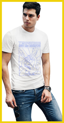 Streetfluencer Printed Men Round Neck White T-Shirt