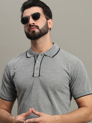 GETGOLF Solid Men Polo Neck Grey T-Shirt