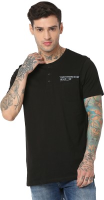 Spykar Solid Men Round Neck Black T-Shirt