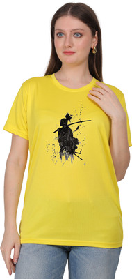 Ganpati Enterprise Graphic Print Women Round Neck Yellow T-Shirt