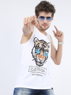 KETCH Printed Men Round Neck White T-Shirt