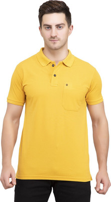 PRORIDERS Solid Men Polo Neck Gold T-Shirt