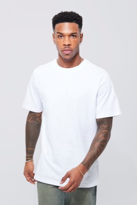 Shakuntla Fashion Solid Men Round Neck White T-Shirt