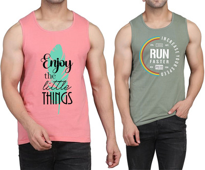 WOOSTRO Printed Men Scoop Neck Pink, Light Green T-Shirt