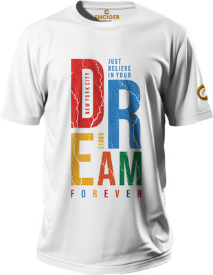 Enciger Printed Men Round Neck White T-Shirt
