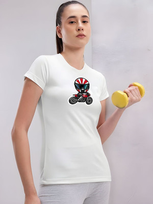 Moda Rapido Graphic Print Women Round Neck White T-Shirt