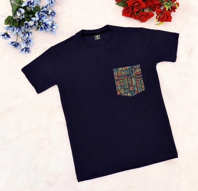 AKSHILU ENTERPRISE Printed Men Round Neck Blue T-Shirt