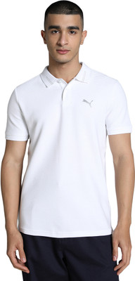 PUMA Solid Men Polo Neck White T-Shirt