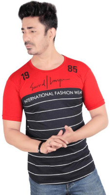 RDS ENTERPRISES Striped Men Round Neck Red, Black T-Shirt