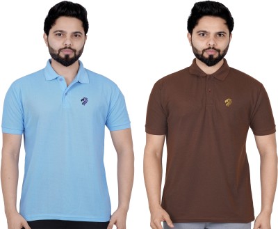 La Milano Printed Men Polo Neck Brown T-Shirt