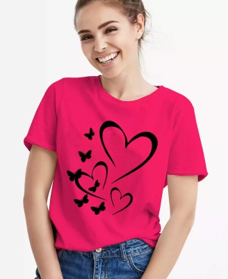 Printed Women Pink T-Shirt