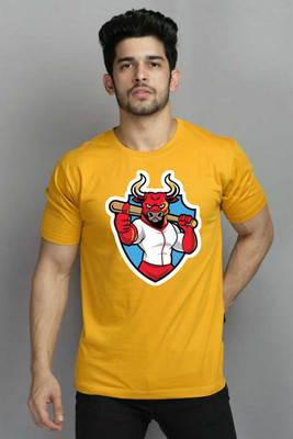 clickwell Printed Men Round Neck Yellow T-Shirt