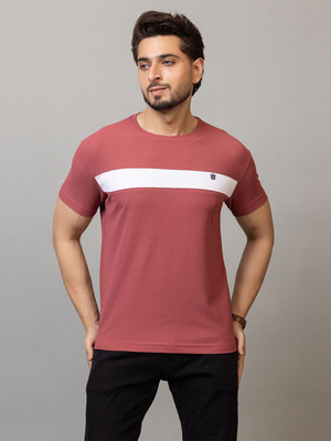 M TEX Solid Men Polo Neck Maroon T-Shirt