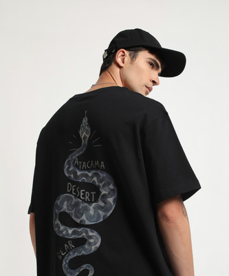 THE BEAR HOUSE Printed Men Round Neck Black T-Shirt