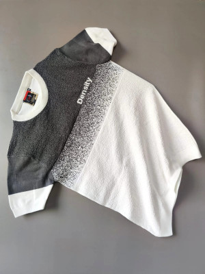 HouseOfCommon Self Design Men Round Neck White, Grey T-Shirt