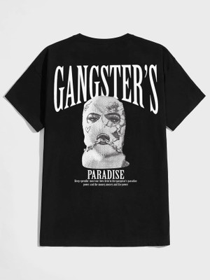 Manlino Printed Men Round Neck Black T-Shirt