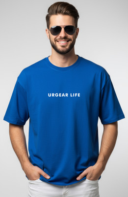 UrGear Typography Men Round Neck Blue T-Shirt