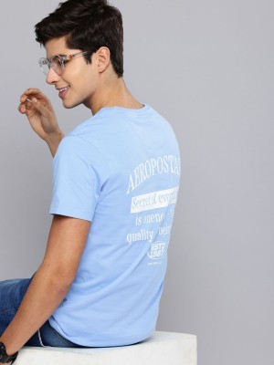 AEROPOSTALE Printed Men Round Neck Blue T-Shirt