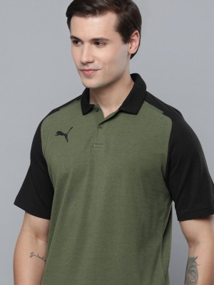 PUMA Colorblock Men Polo Neck Green T-Shirt