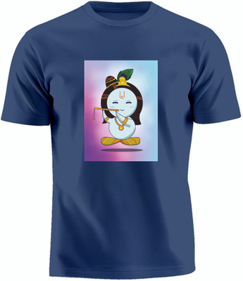 Luv My India Printed Women Round Neck Blue T-Shirt