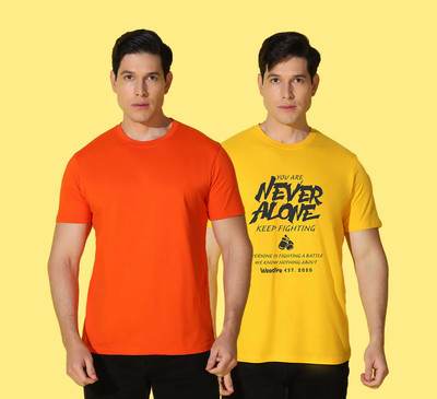 WOOSTRO Printed, Solid Men Round Neck Multicolor T-Shirt
