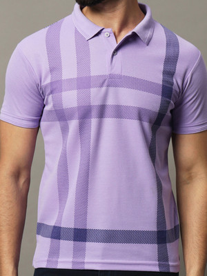 Hushbucks Graphic Print Men Polo Neck Purple T-Shirt