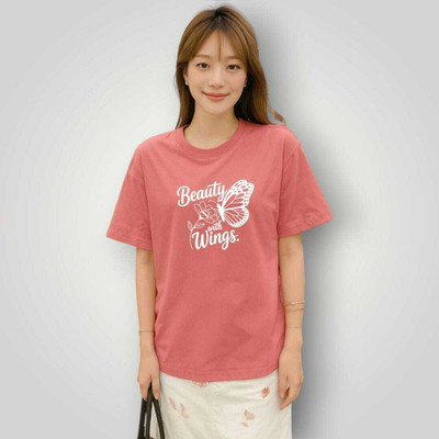 MAJESTIC FASHION Printed Women Round Neck Pink T-Shirt