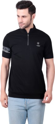 NEXGEN CLUB Solid Men Polo Neck Black T-Shirt