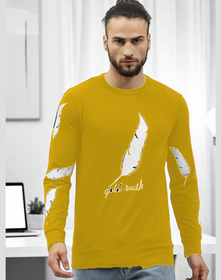 FASHIUM Printed Men Round Neck Yellow T-Shirt