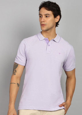 Raymond Solid Men Polo Neck Purple T-Shirt