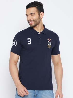 DUKE Solid Men Polo Neck Blue T-Shirt