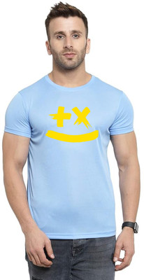 LV CARE Printed Men Round Neck Blue T-Shirt