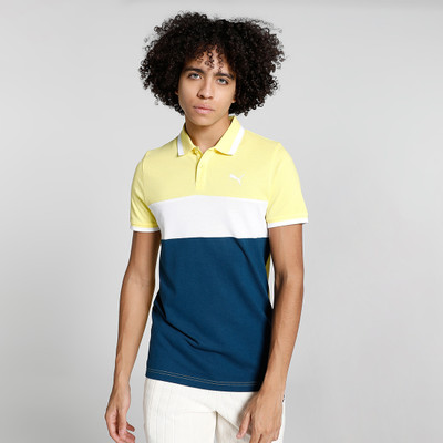 PUMA Solid Men Polo Neck Yellow T-Shirt