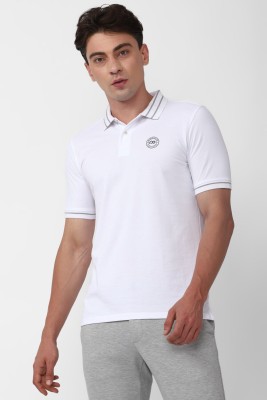 PETER ENGLAND Solid Men Polo Neck White T-Shirt