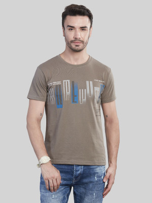 BE POSITIVE Printed Men Round Neck Grey T-Shirt